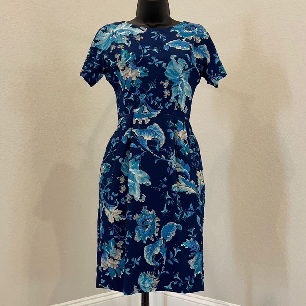 ASOS Blue Floral Wiggle Dress - US 0